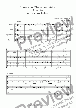 page one of Turmsonaten. 24 neue Quatrizinien 3. Sonatina for Four Double-Reeds