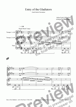 page one of Entry of the Gladiators [Trumpet duet + pno]