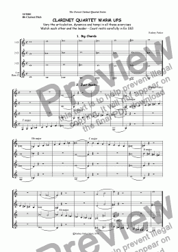 page one of Clarinet Quartet Warm Ups