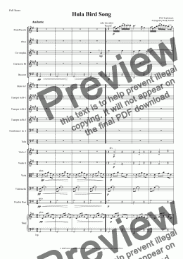 page one of Hula Bird Song for Symphony Orchestra