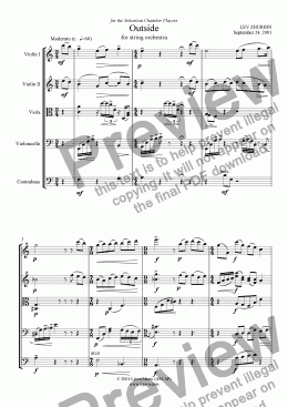 page one of "Outside" for string orchestra