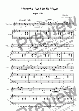 page one of Mazurka No 5 in Bb  Opus 7 No 1.