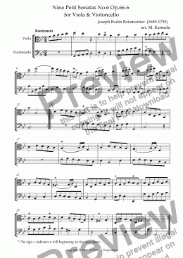 page one of Nine Petit Sonatas No.6 Op.66-6 for Viola & Violoncello