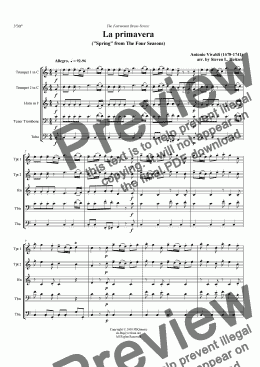 page one of Spring (La primavera) from The Four Seasons - Brass QUINTET