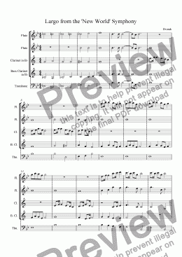 page one of Largo from the 'New World Symphony' (2nd movement)