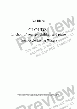 page one of CLOUDS (Mraky) for choir of younger children and piano (English words)
