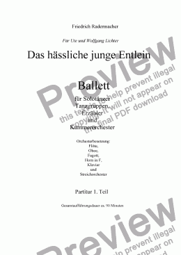 page one of Das hässliche junge Entlein 1.Teil Ballett