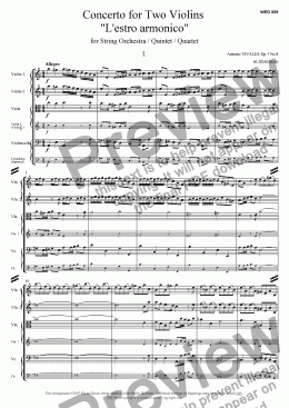 page one of Concerto for Two Violins "L'estro armonico" Op.3 No.8 - Movement 1