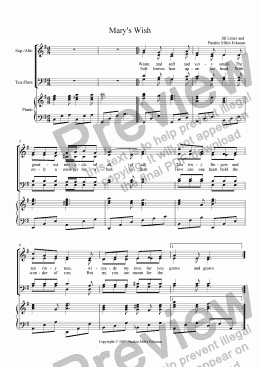 page one of Mary’s Wish (SATB)