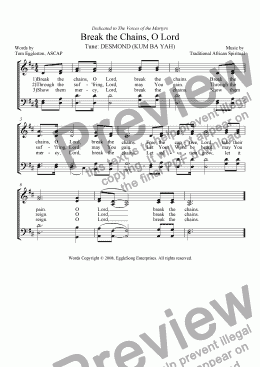 page one of Break the Chains, O Lord (Hymn)