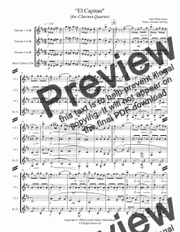 page one of March - El Capitan (Clarinet Quartet)