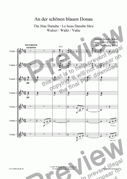page one of An der schönen blauen Donau / The blue Danube / Le beau Danube bleu (Violin Ensemble) (Walzer / Waltz / Valse)