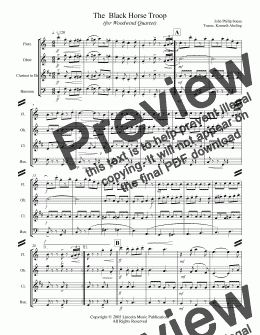 page one of March - Black Horse Troop (Woodwind Quartet)