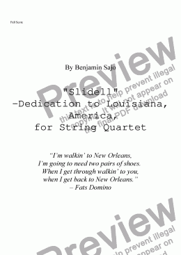 page one of Slidell - Dedication to Louisiana for String Quartet