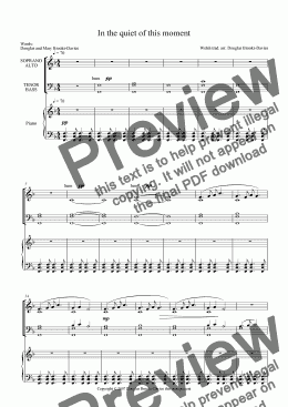 page one of Brooks-Davies: Communion anthem: In the quiet of this moment (Suo Gan arrangement) SATB choir + keyboard