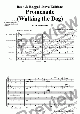 page one of Promenade (Walking the Dog) for brass quintet