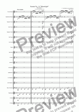 page one of Moonlight Sonata - 3rd Movement (C Minor) - Brass Band with Cornet and Euphonium Duet