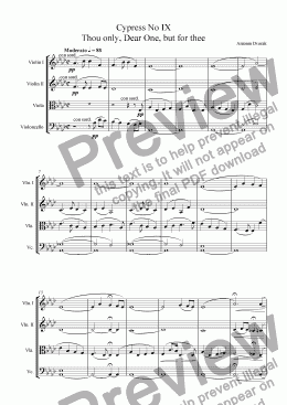 page one of Cypress No 9 for String Quartet