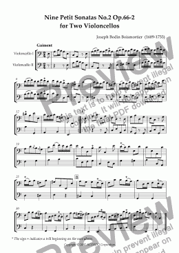 page one of Nine Petit Sonatas No.2 Op.66-2 for Two Violoncellos