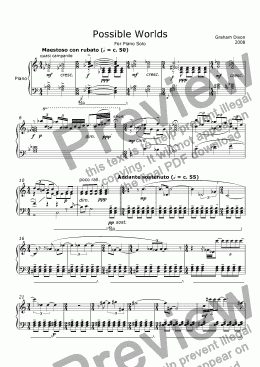 page one of Possible Worlds (for piano solo)