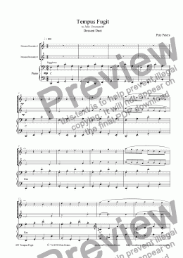 page one of Tempus Fugit [recorder duet + piano]