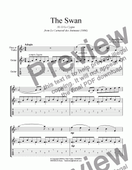 page one of The Swan / Le swan for flute or violin and easy guitar (+TAB)