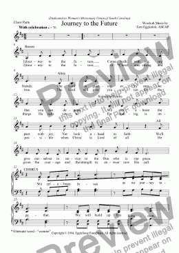 page one of Journey to the Future - SATB Choir Parts