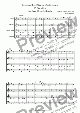 page one of Turmsonaten. 24 neue Quatrizinien 15. Sonatina for Four Double-Reeds