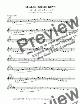 page one of Scale Sheet - Sharp Keys - Advanced Range (Trumpet)