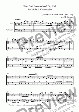 page one of Nine Petit Sonatas No.7 Op.66-7 for Viola & Violoncello