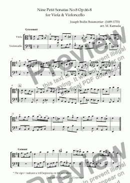 page one of Nine Petit Sonatas No.8 Op.66-8 for Viola & Violoncello