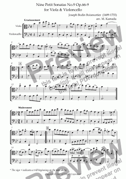 page one of Nine Petit Sonatas No.9 Op.66-9 for Viola & Violoncello