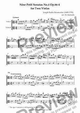 page one of Nine Petit Sonatas No.4 Op.66-4 for Two Violas
