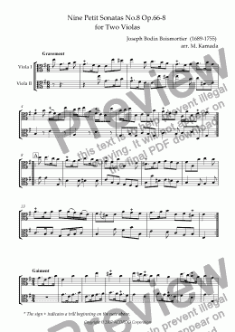 page one of Nine Petit Sonatas No.8 Op.66-8 for Two Violas
