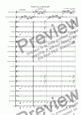 page one of Moonlight Sonata - 3rd Movement (C Minor) - Wind Band with Clarinet and Bass Clarinet Duet