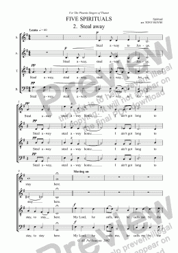 page one of FOUR SPIRITUALS 2. Steal Away (SATB unacc.)