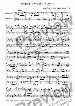 page one of Sonata (Duet) for Two Violoncellos Op.40-1