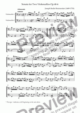 page one of Sonata (Duet) for Two Violoncellos Op.40-6