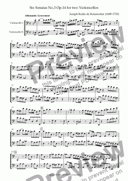 page one of Sonata (Duet) for Two Violoncellos Op.14-3
