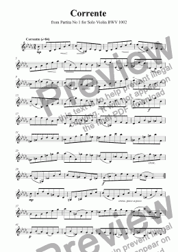 page one of Corrente (Partita No 1 - BWV 1002)