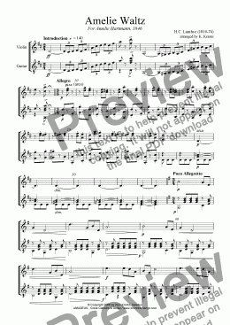 page one of Amelie Waltz for violin and guitar