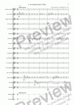 page one of BRASS BAND - French Chansons mvt. 2 - Il est bel et bon