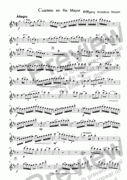 page one of Mozart Quartet K. 285 in D (flute part)