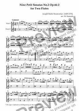 page one of Nine Petit Sonatas No.2 Op.66-2 for Two Flutes