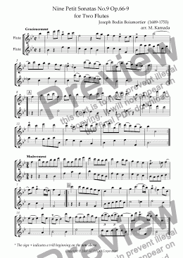page one of Nine Petit Sonatas No.9 Op.66-9 for Two Flutes