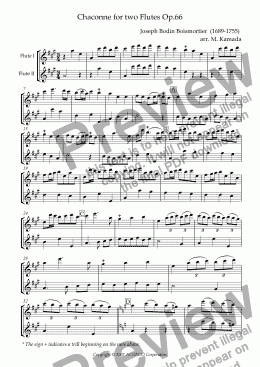 page one of Chaconne for Two Flutes Op.66