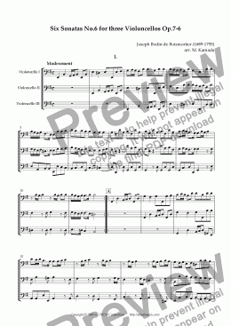 page one of Six Sonatas No.6 for Three Violoncellos Op.7-6