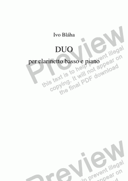 page one of DUO per clarinetto basso e piano