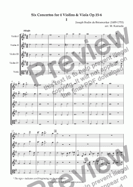 page one of Six Concertos No.6 for four Violins & Viola Op.15-6