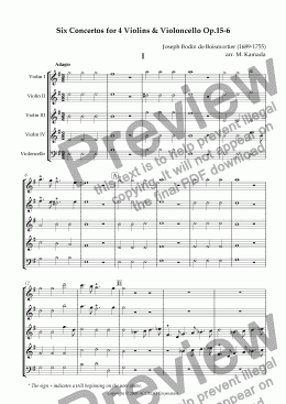 page one of Six Concertos No.6 for four Violins & Violoncello Op.15-6
